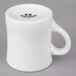 A white Tuxton porcelain diner mug with a black handle.