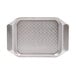 A Tablecraft stainless steel rectangular serving tray with a textured pattern.