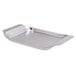 A Tablecraft stainless steel serving tray with a handle.