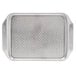 A Tablecraft stainless steel rectangular serving tray with a diamond pattern.