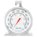A white round Taylor oven thermometer with a red needle.