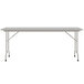 A Correll rectangular gray granite folding table with a gray metal frame.