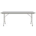 A Correll rectangular gray granite folding table with gray metal legs.