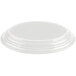 A white oval china platter with a round rim.