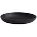 A Tuxton TuxTrendz Zion matte black china bowl with an embossed spiral pattern.