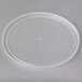 A clear plastic lid with a small hole on a white background.