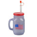 A 28 oz. plastic drinking jar with lid and straw with a patriotic design including an American flag.
