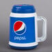 A blue and white plastic Pepsi container with a blue lid and logo.