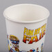 A white paper cup with "Fun at the Fair" cartoon drawings on it.