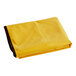 A yellow vinyl bag with brown trim on a white background.