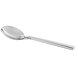 A Oneida stainless steel bouillon soup spoon with a long handle.