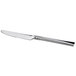 A Oneida stainless steel dinner knife with a silver handle.