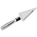 A Fineline silver plastic pie server with a black blade and a silver triangular handle.