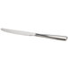 A close up of a Oneida Tidal stainless steel table knife with a silver handle.