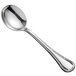 A Oneida Titian stainless steel round bowl soup spoon with a silver handle.