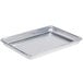 A silver rectangular Choice Quarter Size aluminum baking tray with a wire in rim.