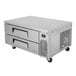 A stainless steel Turbo Air chef base with wheels and two drawers.