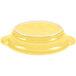 A yellow Fiesta oval casserole dish with a white interior and rim.