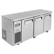 A stainless steel Turbo Air undercounter refrigerator with three doors.