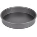 An American Metalcraft Hard Coat Anodized Aluminum round cake pan with straight sides.