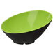 A green and black GET Brasilia melamine bowl with a slanted rim.