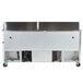 The back of a Turbo Air stainless steel sandwich prep table with 3 doors.