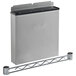 A silver rectangular stainless steel slotted knife holder with a metal bar.