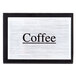 An American Metalcraft black wood sign with "Coffee" in silver text.