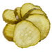 A close up of Nathan's Famous Kosher Dill Pickle chips on a white background.