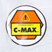 A close up of the white Cordova coveralls label with a C-Max safety label.