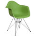 A Flash Furniture Alonza green plastic chair with metal legs.