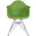 A green Flash Furniture Alonza plastic chair with chrome legs.