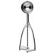A silver metal Vollrath #20 round stainless steel ice cream scooper.