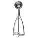 A silver metal Vollrath #30 round stainless steel ice cream scoop with a squeeze handle.