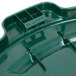 A green Rubbermaid lid for a round trash can.
