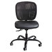 A black Safco Vue task chair with wheels and mesh back.