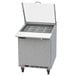 A Beverage-Air silver refrigerated sandwich prep table with a door open.