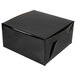 A black Baker's Mark cupcake box with a lid.