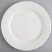 A Homer Laughlin Kensington Ameriwhite white china plate with a white rim.