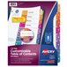 A package of 3 Avery® Ready Index 5-Tab Multi-Color Divider Sets with purple, blue, and white tabs.