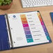 A binder with colorful Avery Ready Index tabs on it.