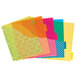 A package of Avery Big Tab plastic dividers with assorted colorful designs and pockets.