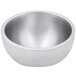 An American Metalcraft stainless steel bowl with double walls and an angled design.