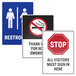 A package of Avery Surface Safe rectangle sign labels with white text on a red stop sign.