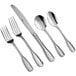 Acopa Scottdale 18/8 Stainless Steel Extra Heavy Weight Flatware set with a fork, spoon, and knife.