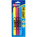 A package of 3 Avery Hi-Liter pens in assorted colors with chisel tips.