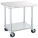 Regency 24" x 30" 18-Gauge 304 Stainless Steel Commercial Work Table with Galvanized Legs, Undershelf, and Casters