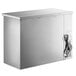 An Avantco stainless steel back bar refrigerator with a black power cord.