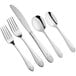 Acopa Monaca stainless steel flatware set with a fork, knife, and spoon.