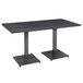 A black rectangular table with black metal legs.